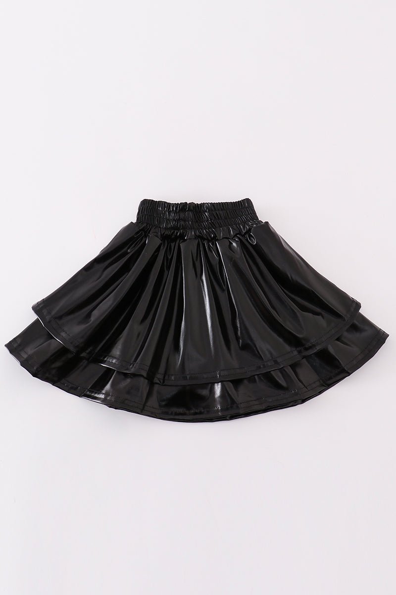 Chic Shine Black Metallic Skirt for Girls 🖤✨ - Blue Marc