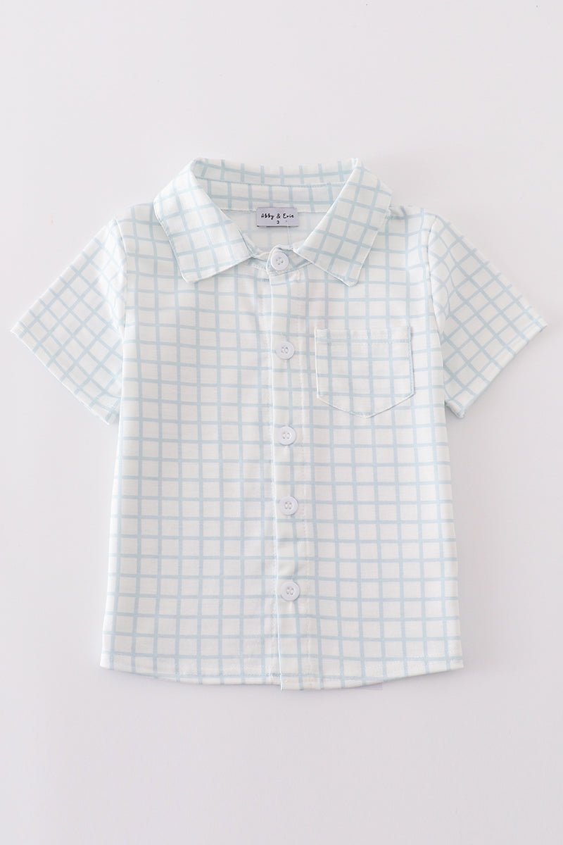 Classic Boys' Button - Up Shirt – Lightweight & Stylish for Any Occasion - Blue Marc