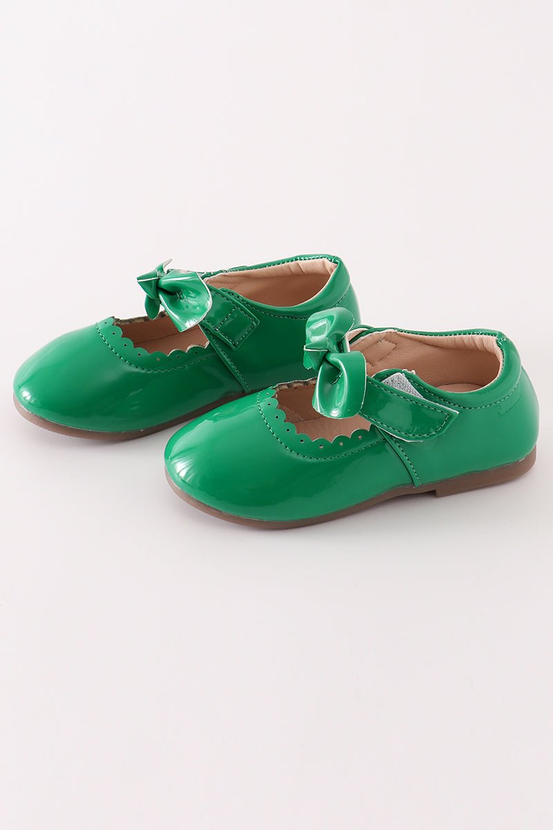 Classic Green Mary Jane Shoes with Bow Accent – Stylish and Comfortable Footwear - Blue Marc