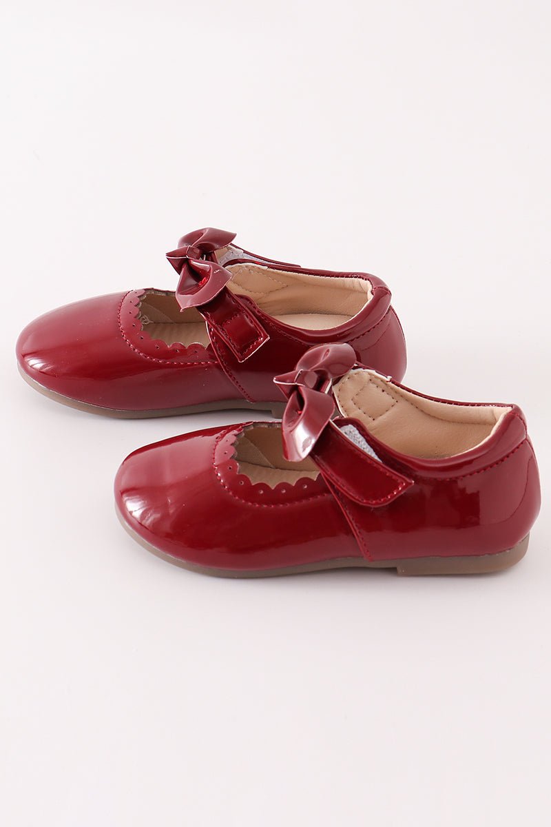 Classic Maroon Mary Jane Shoes with Bow Accent – Ideal for Dressy Occasions - Blue Marc