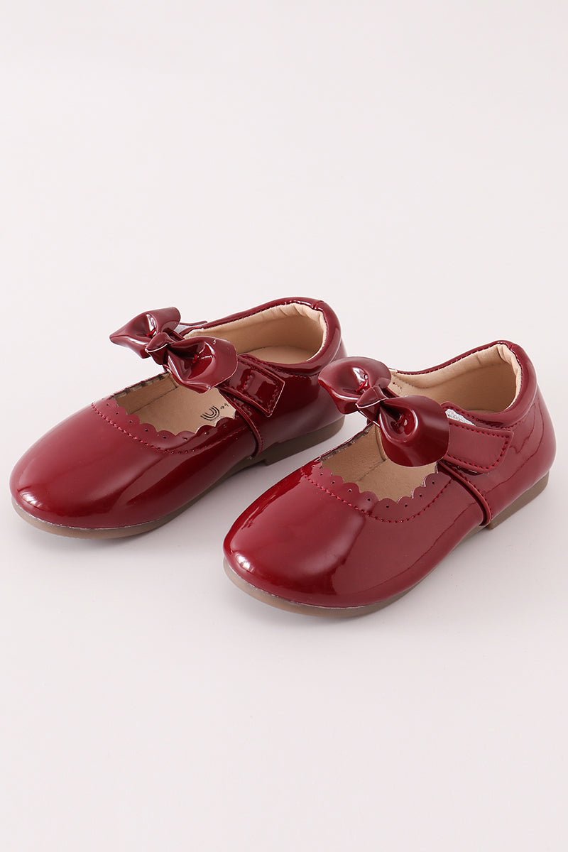 Classic Maroon Mary Jane Shoes with Bow Accent – Ideal for Dressy Occasions - Blue Marc