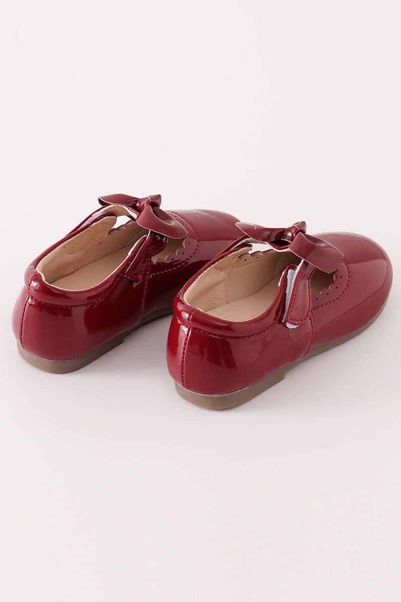 Classic Maroon Mary Jane Shoes with Bow Accent – Ideal for Dressy Occasions - Blue Marc