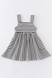 Classic Noir Stripe Strap Dress