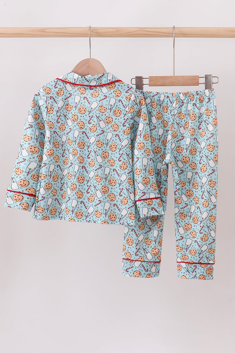 Cozy Cookie & Milk Boys Holiday Pajama Set - Blue Marc