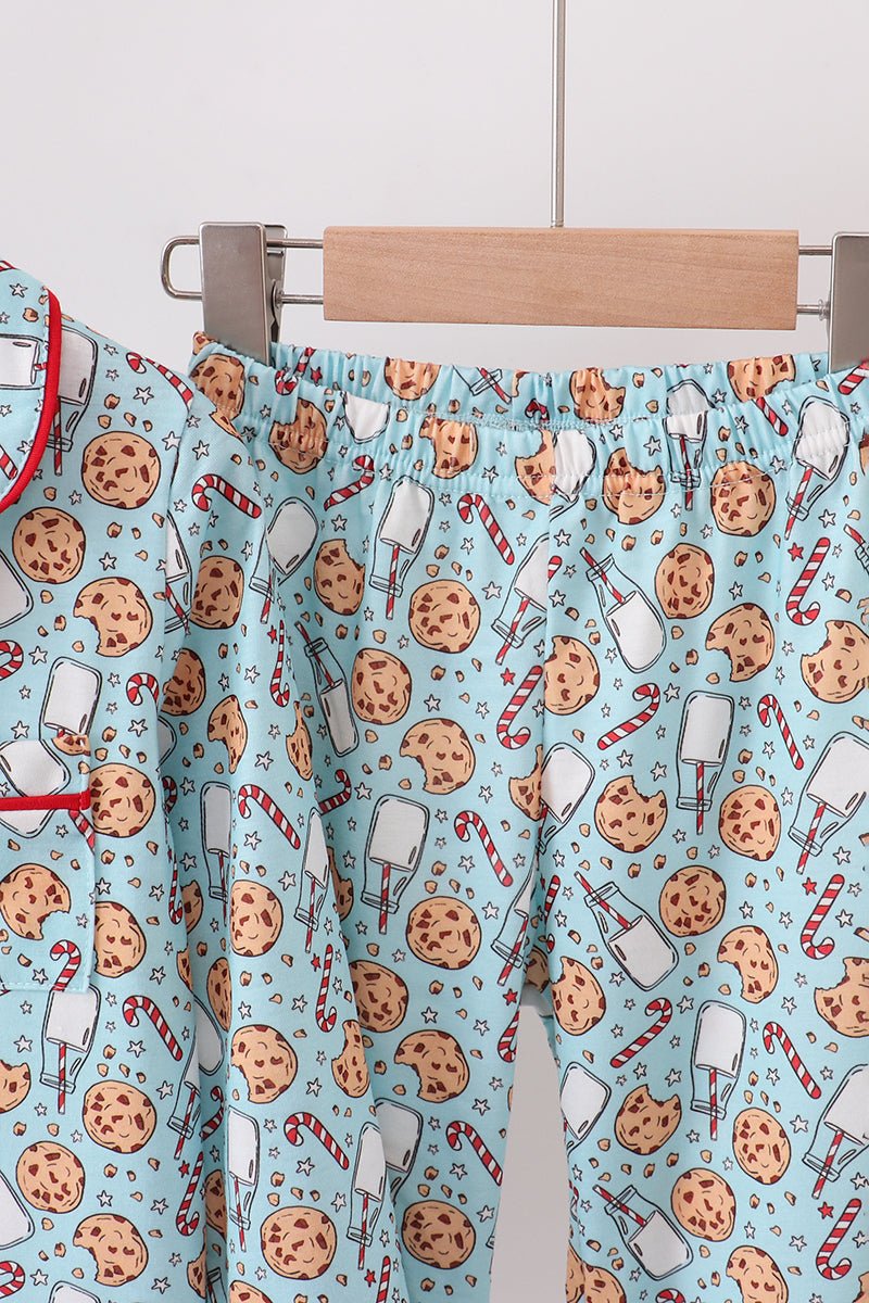 Cozy Cookie & Milk Boys Holiday Pajama Set - Blue Marc