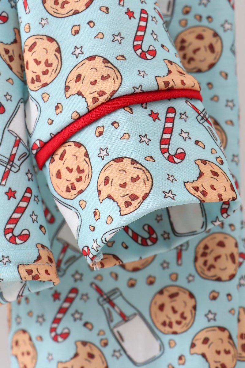 Cozy Cookie & Milk Boys Holiday Pajama Set - Blue Marc