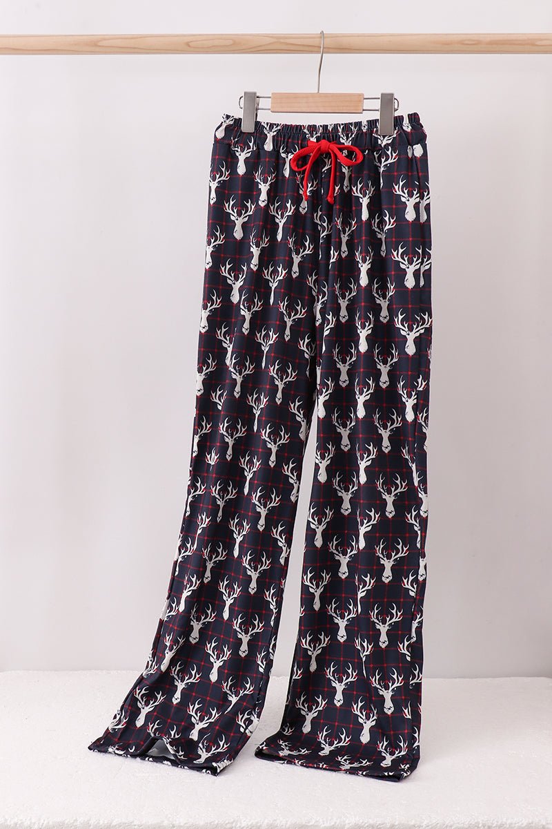 🦌 Cozy Luxe Reindeer Lounge Pants for Moms - Blue Marc