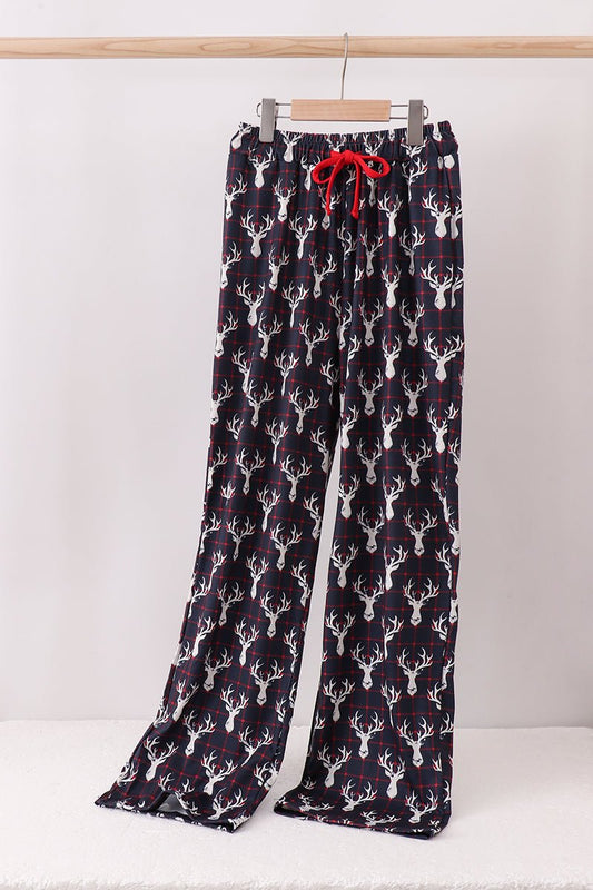 🦌 Cozy Luxe Reindeer Lounge Pants for Moms - Blue Marc