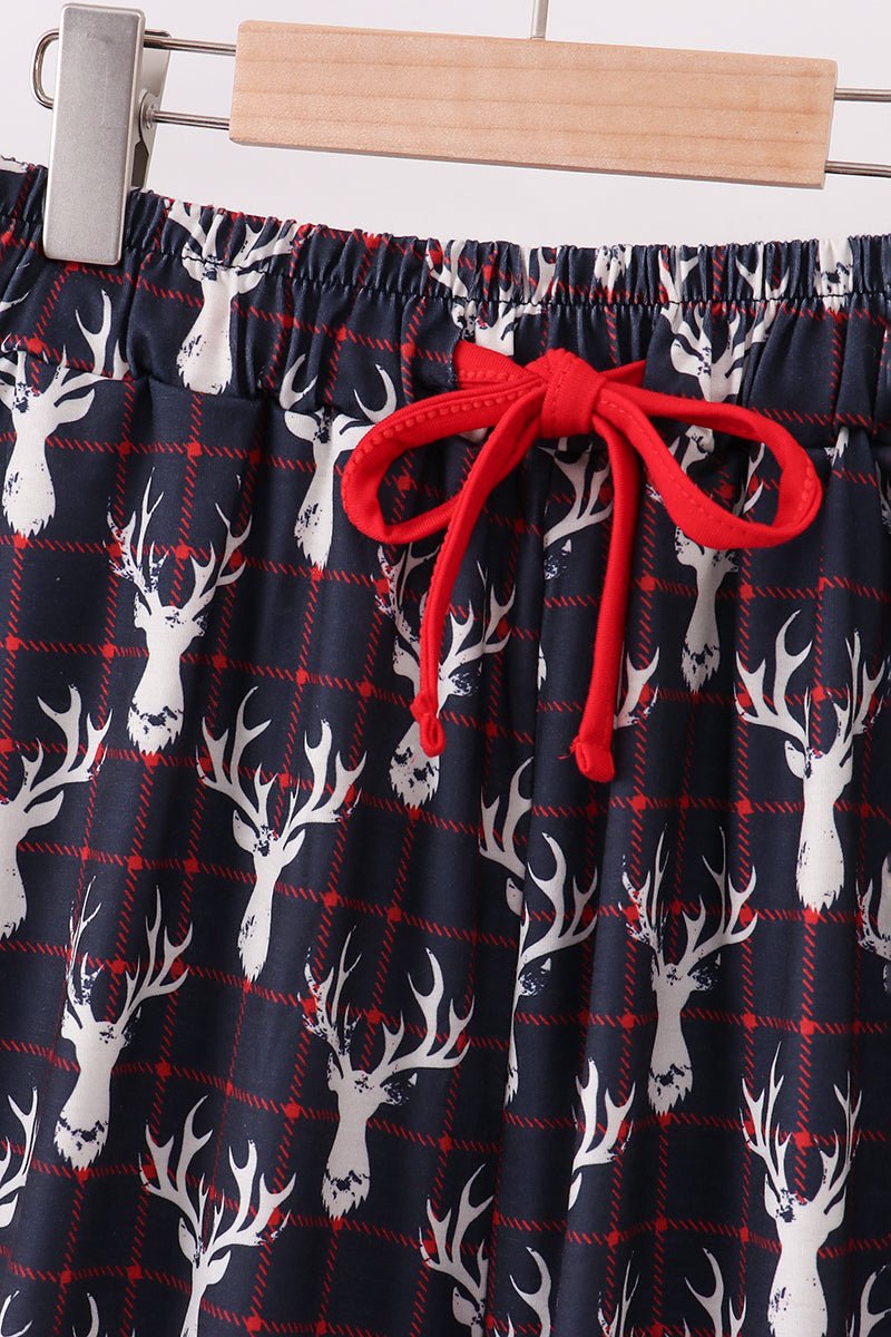 🦌 Cozy Luxe Reindeer Lounge Pants for Moms - Blue Marc