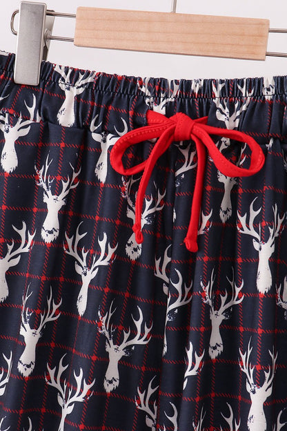 🦌 Cozy Luxe Reindeer Lounge Pants for Moms - Blue Marc