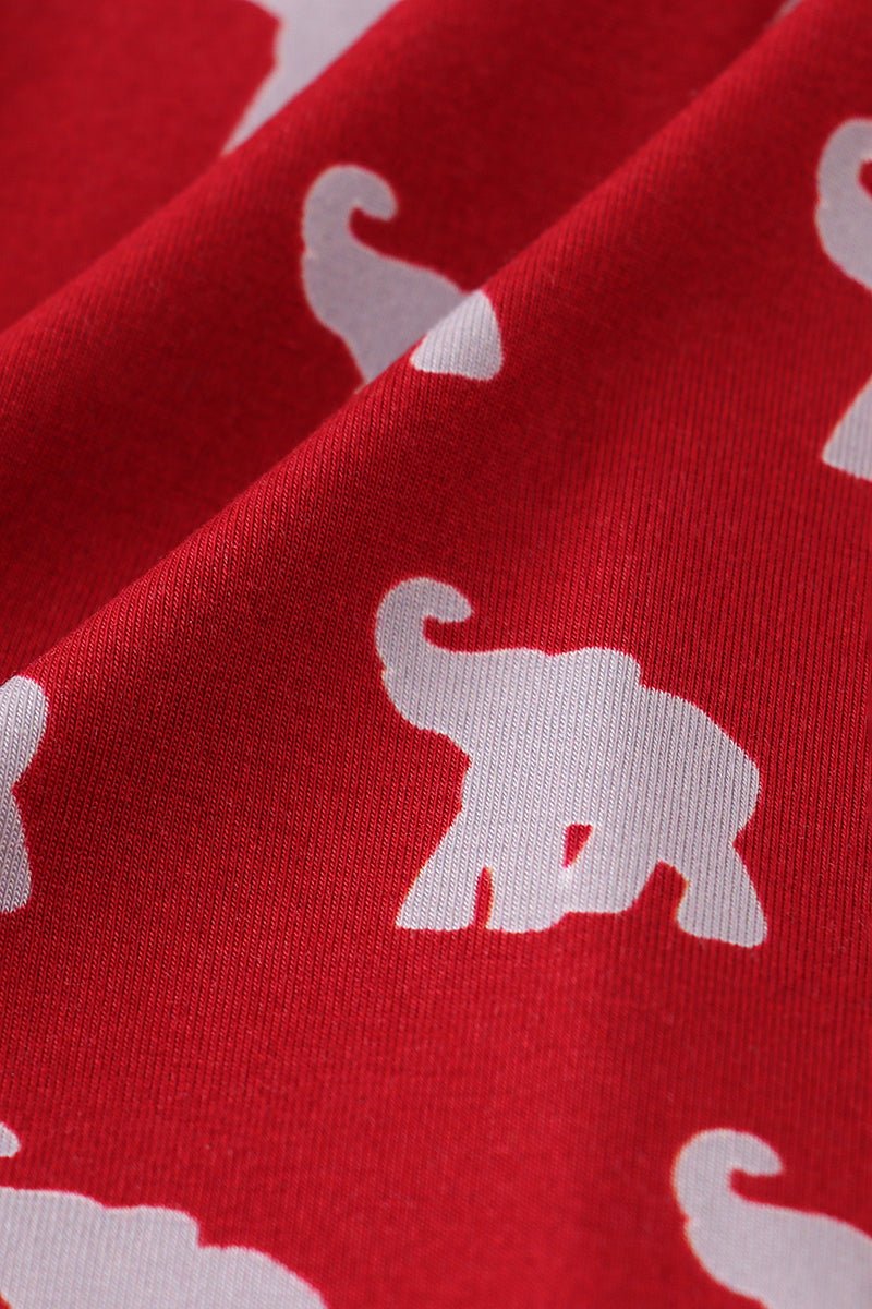 Cozy Red Elephant Pajama Set – Boys’ Long Sleeve Sleepwear - Blue Marc