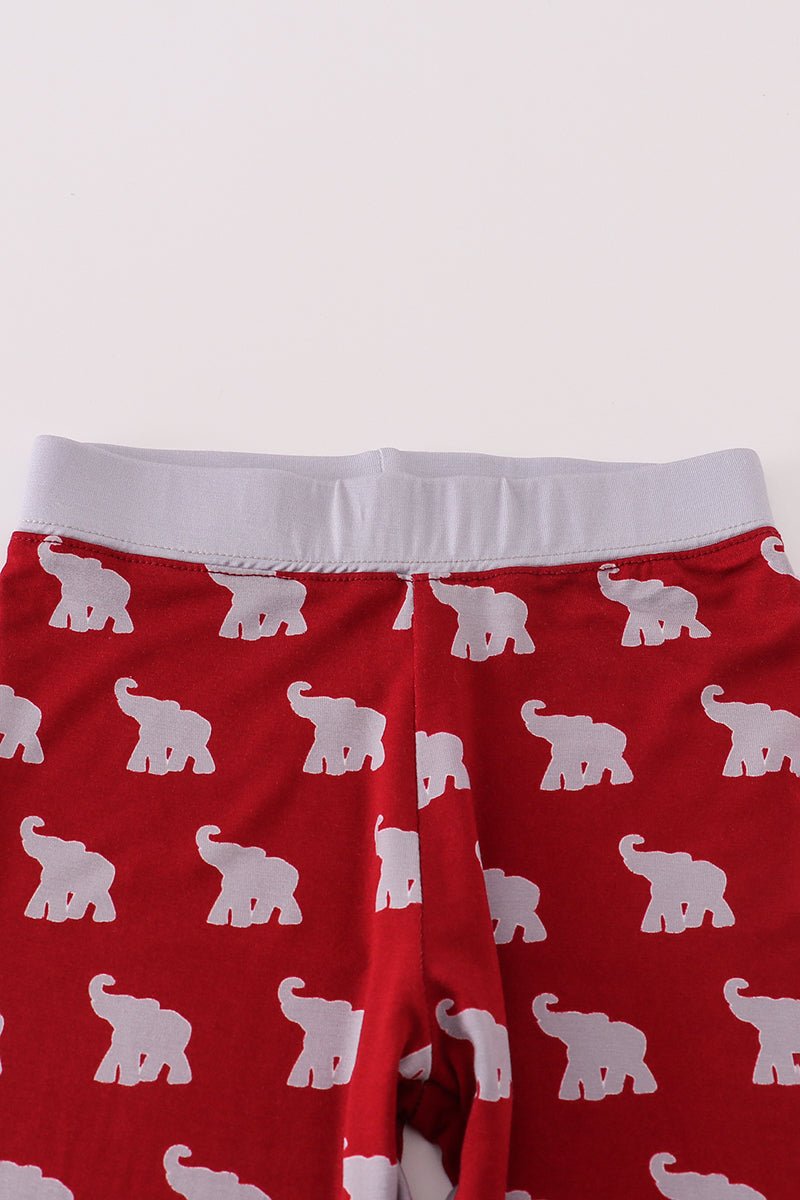 Cozy Red Elephant Pajama Set – Boys’ Long Sleeve Sleepwear - Blue Marc