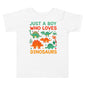 “Dino Lover” Toddler Short Sleeve Tee for Boys - Blue Marc