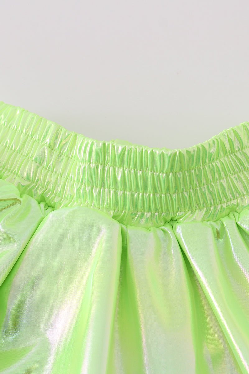 Electric Lime Metallic Skirt for Girls 💚✨ - Blue Marc