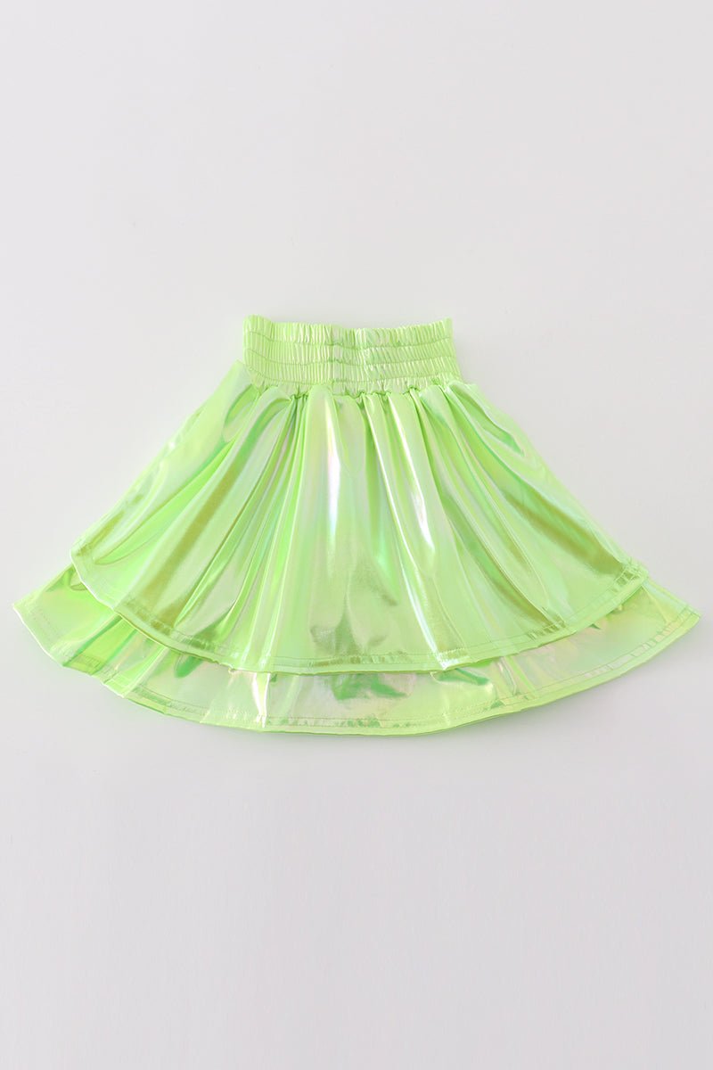 Electric Lime Metallic Skirt for Girls 💚✨ - Blue Marc