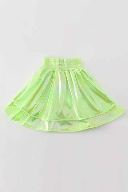 Electric Lime Metallic Skirt for Girls 💚✨ - Blue Marc