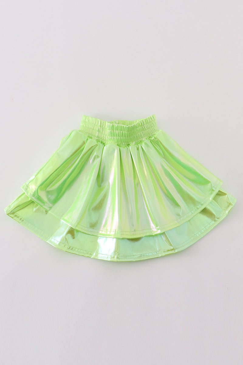 Electric Lime Metallic Skirt for Girls 💚✨ - Blue Marc