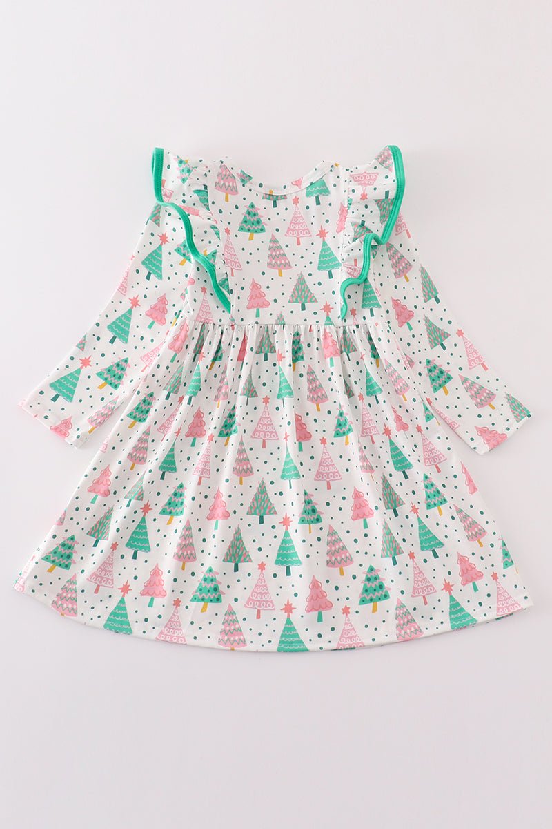 Evergreen Christmas Dress for Girls - Blue Marc