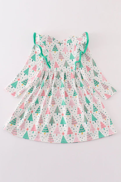 Evergreen Christmas Dress for Girls - Blue Marc