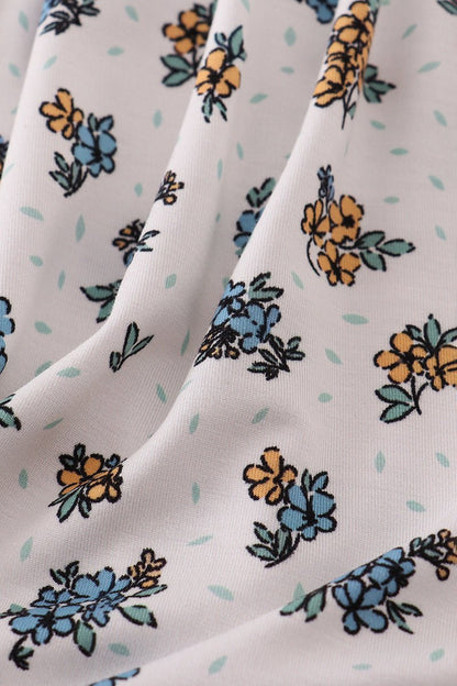 Fall Floral Twirl Dress – Short Sleeve Girls Dress - Blue Marc