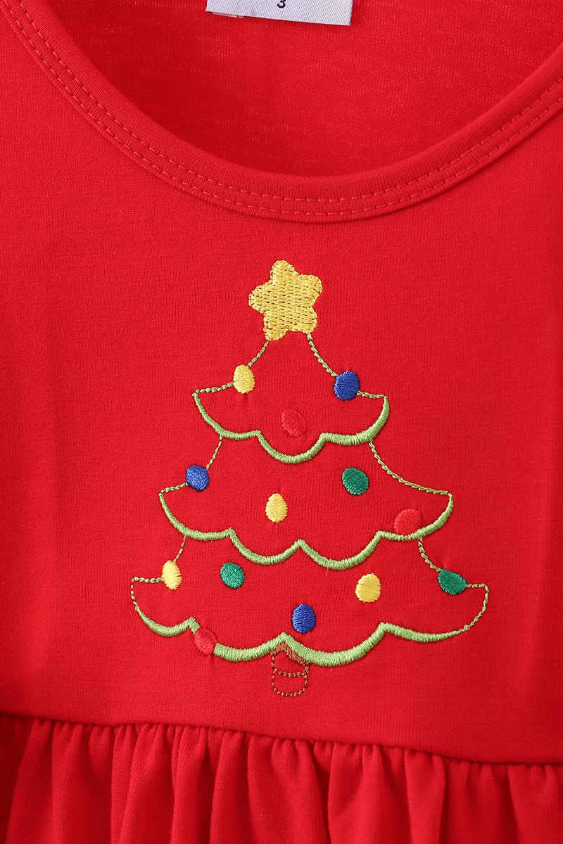 Festive Red Plaid Christmas Tree Tunic & Legging Set – Girls 2 - Piece - Blue Marc
