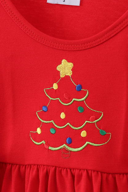 Festive Red Plaid Christmas Tree Tunic & Legging Set – Girls 2 - Piece - Blue Marc