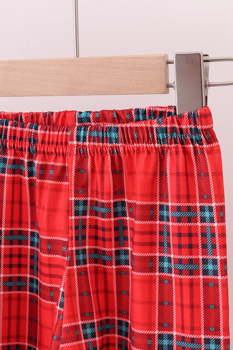 Festive Red Plaid Christmas Tree Tunic & Legging Set – Girls 2 - Piece - Blue Marc