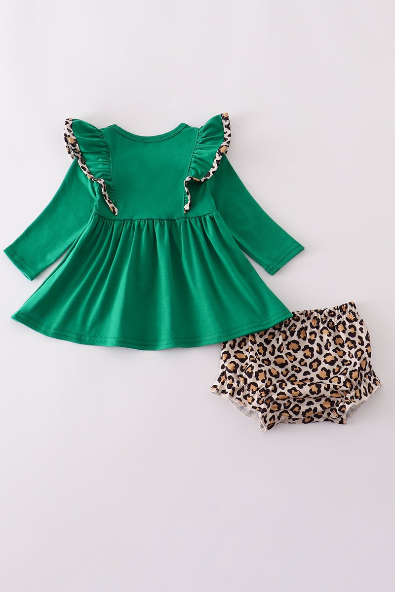 Fierce & Festive: Leopard Tree Holiday Baby Girl Set - Blue Marc