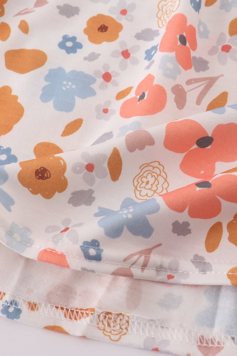 Floral Smocked Girls Dress – Fall Baby & Toddler Outfit - Blue Marc