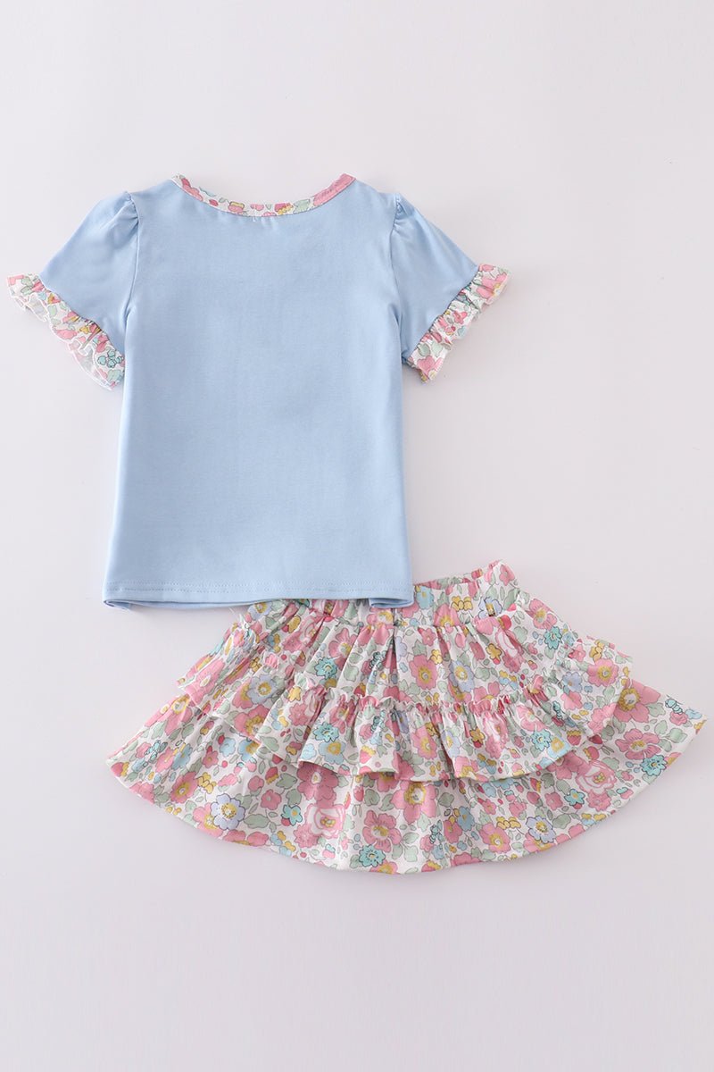 Floral Tiered Skort Set – Playful & Stylish for Girls 🌸💙 - Blue Marc