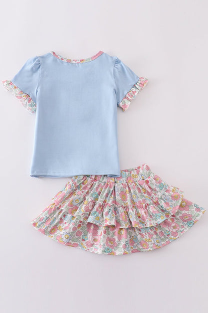 Floral Tiered Skort Set – Playful & Stylish for Girls 🌸💙 - Blue Marc