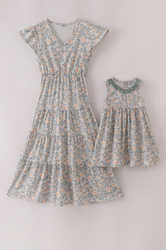 Forever in Bloom: Mommy & Me Floral Dress Set - Blue Marc