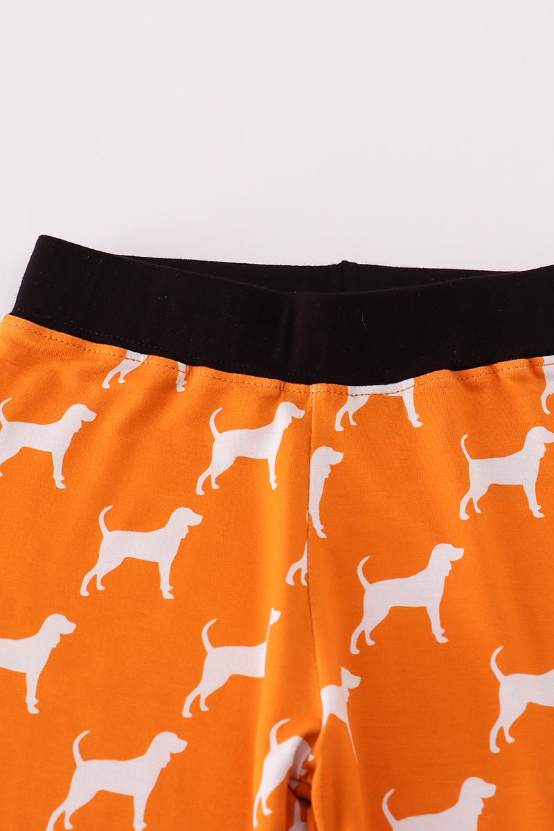 Game Day Hound Boys Pajama Set – Orange & Black Dog Print - Blue Marc