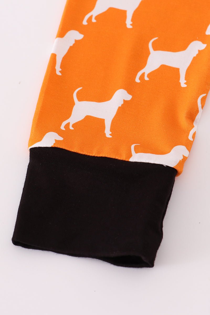 Game Day Hound Boys Pajama Set – Orange & Black Dog Print - Blue Marc