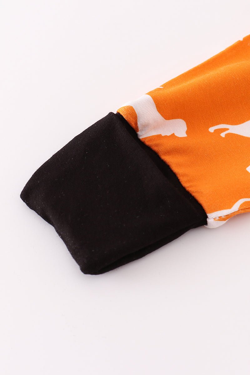 Game Day Pup Zip Baby Romper – Orange Dog Print Pajamas - Blue Marc