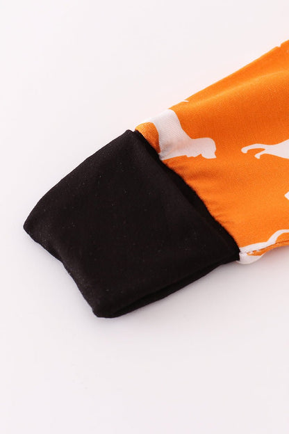 Game Day Pup Zip Baby Romper – Orange Dog Print Pajamas - Blue Marc