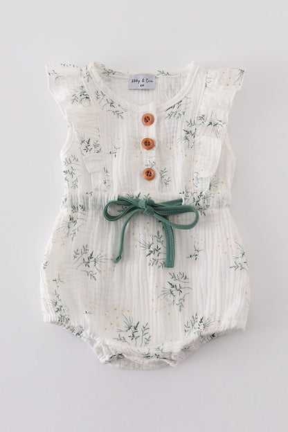 Garden Flutter Sleeve Baby Girl Romper – Soft & Elegant for Little Ones 🌿🤍 - Blue Marc