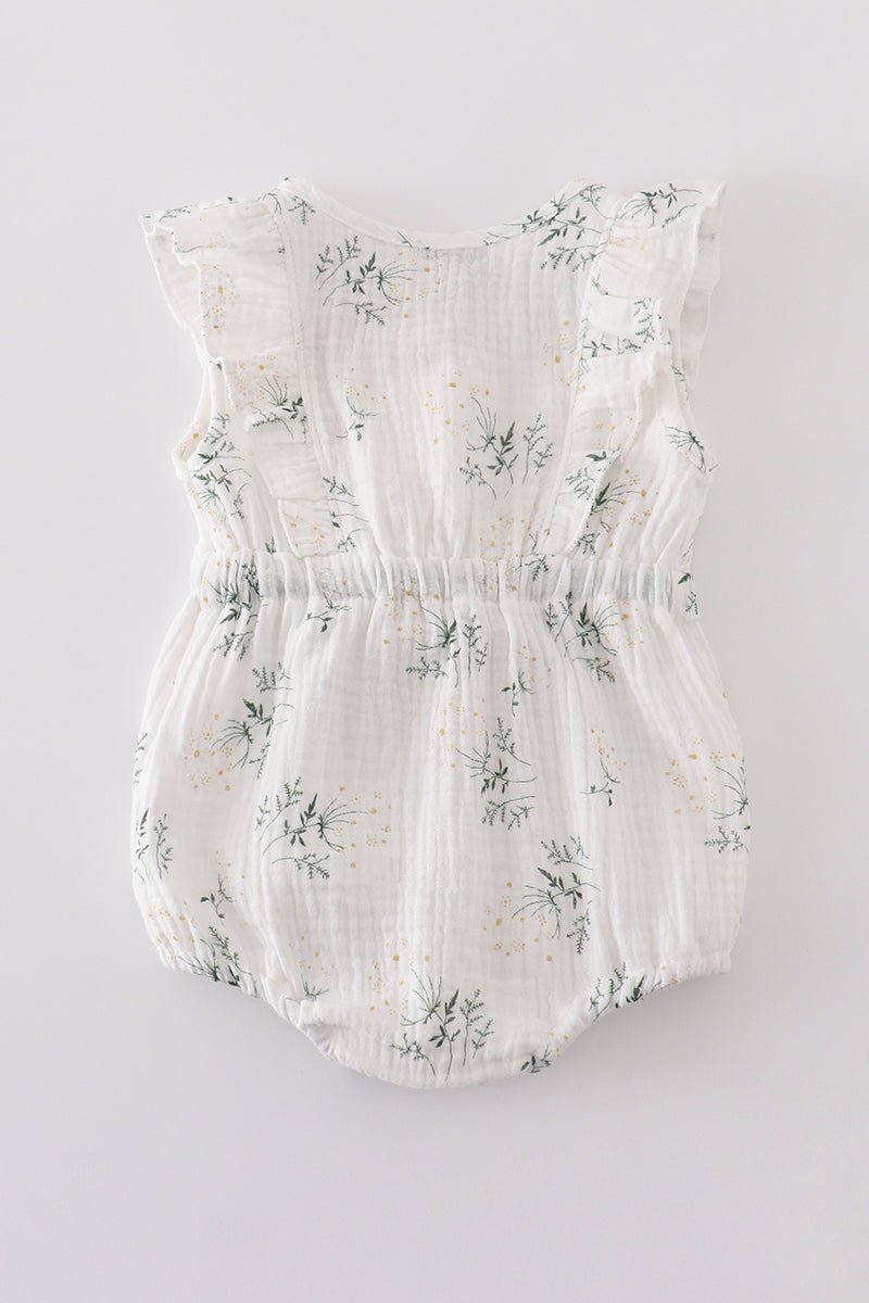 Garden Flutter Sleeve Baby Girl Romper – Soft & Elegant for Little Ones 🌿🤍 - Blue Marc