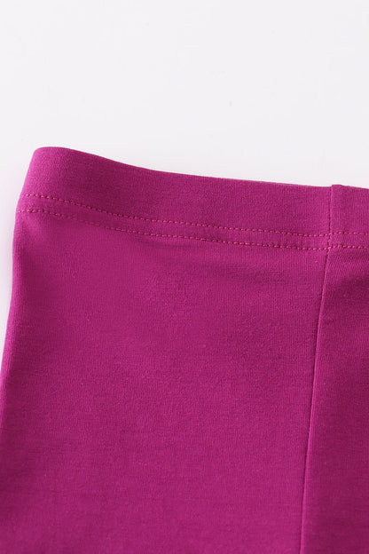 Girls’ Magenta Lattice Cutout Leggings – Stylish Stretch Pants for Toddlers and Kids - Blue Marc