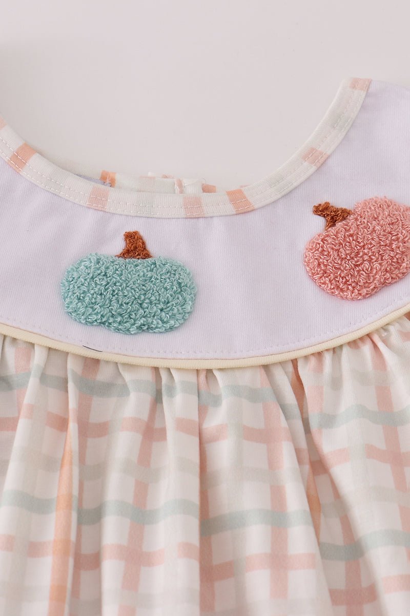 Girls Pumpkin Embroidered Top & Ruffle Shorts Set - Blue Marc