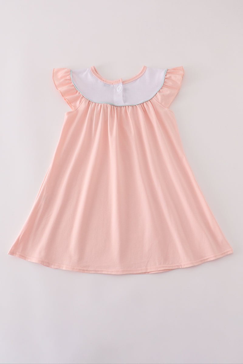 Girls Pumpkin Patch Flutter Sleeve Dress – Light Peach - Blue Marc