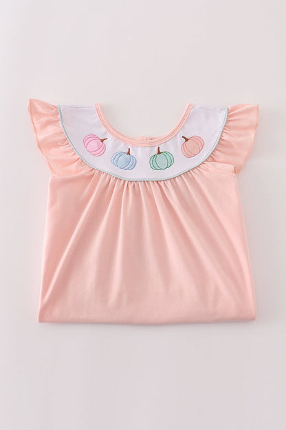 Girls Pumpkin Patch Flutter Sleeve Dress – Light Peach - Blue Marc