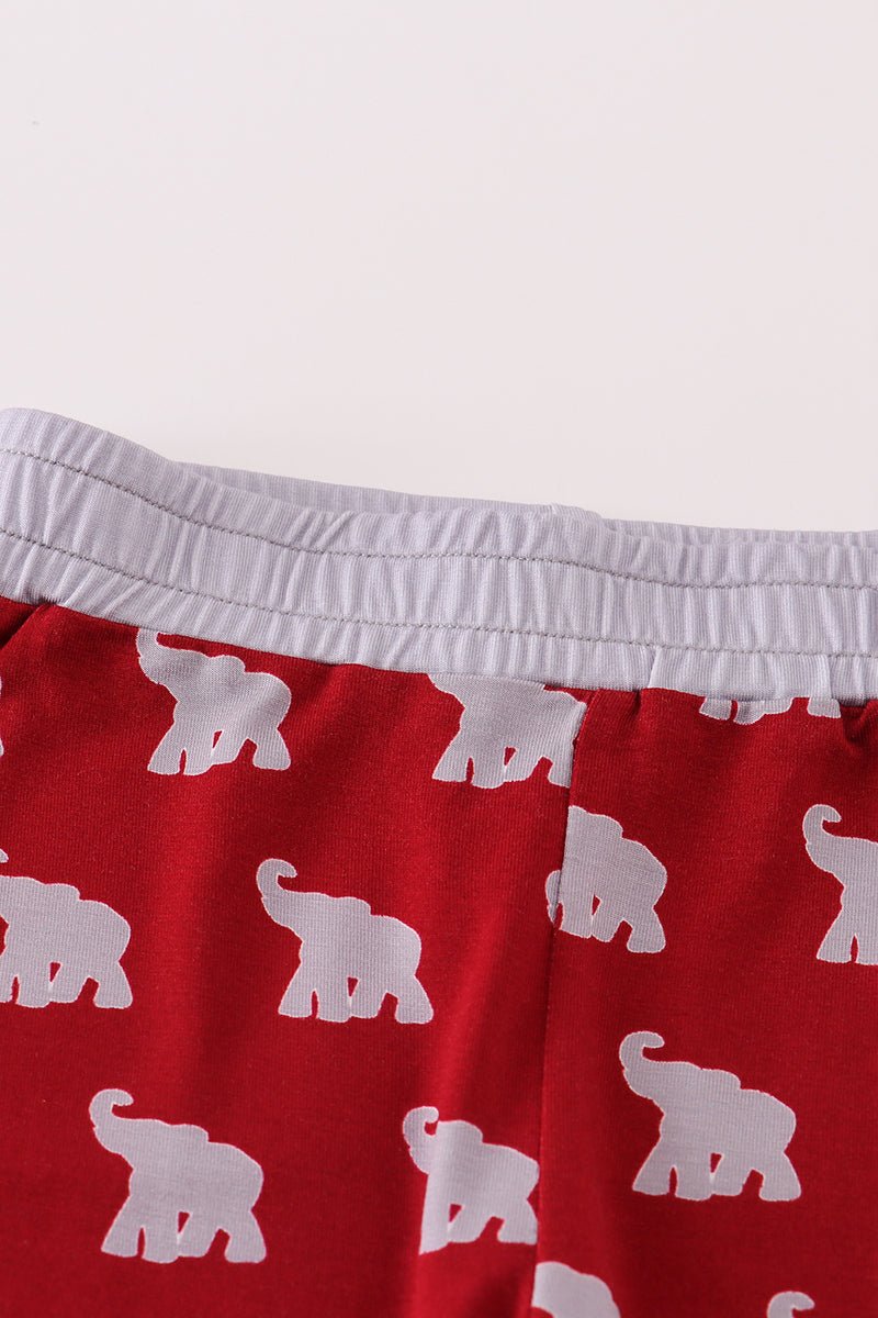 Girls Red Elephant Pajama Set with Ruffle Trim – Cozy Game Day Sleepwear - Blue Marc