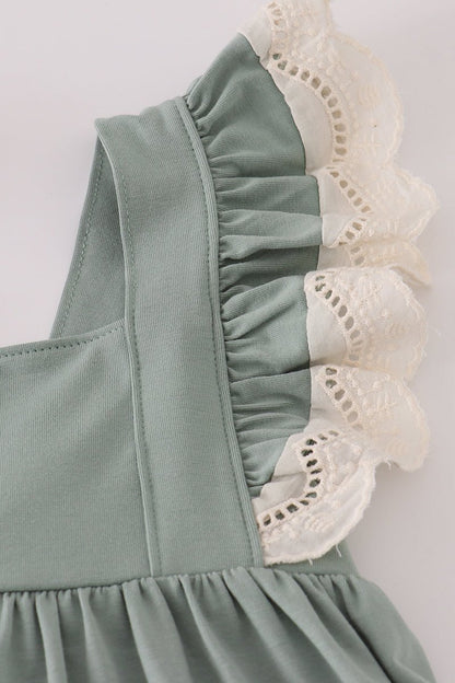 Girls Sage Green Ruffle Top & Pants Set – Elegant Toddler Outfit - Blue Marc