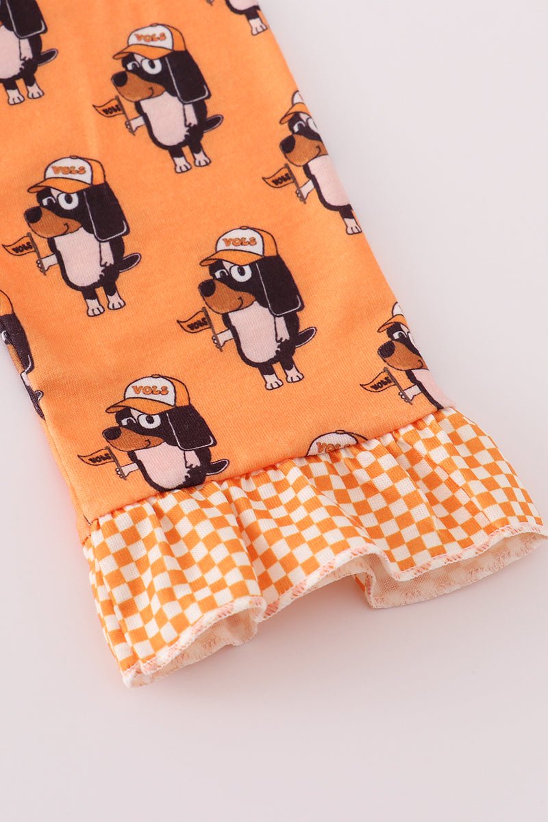 Girls Tennessee Orange Ruffle PJ Set – Vols Mascot Print - Blue Marc