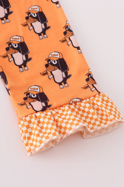 Girls Tennessee Orange Ruffle PJ Set – Vols Mascot Print - Blue Marc