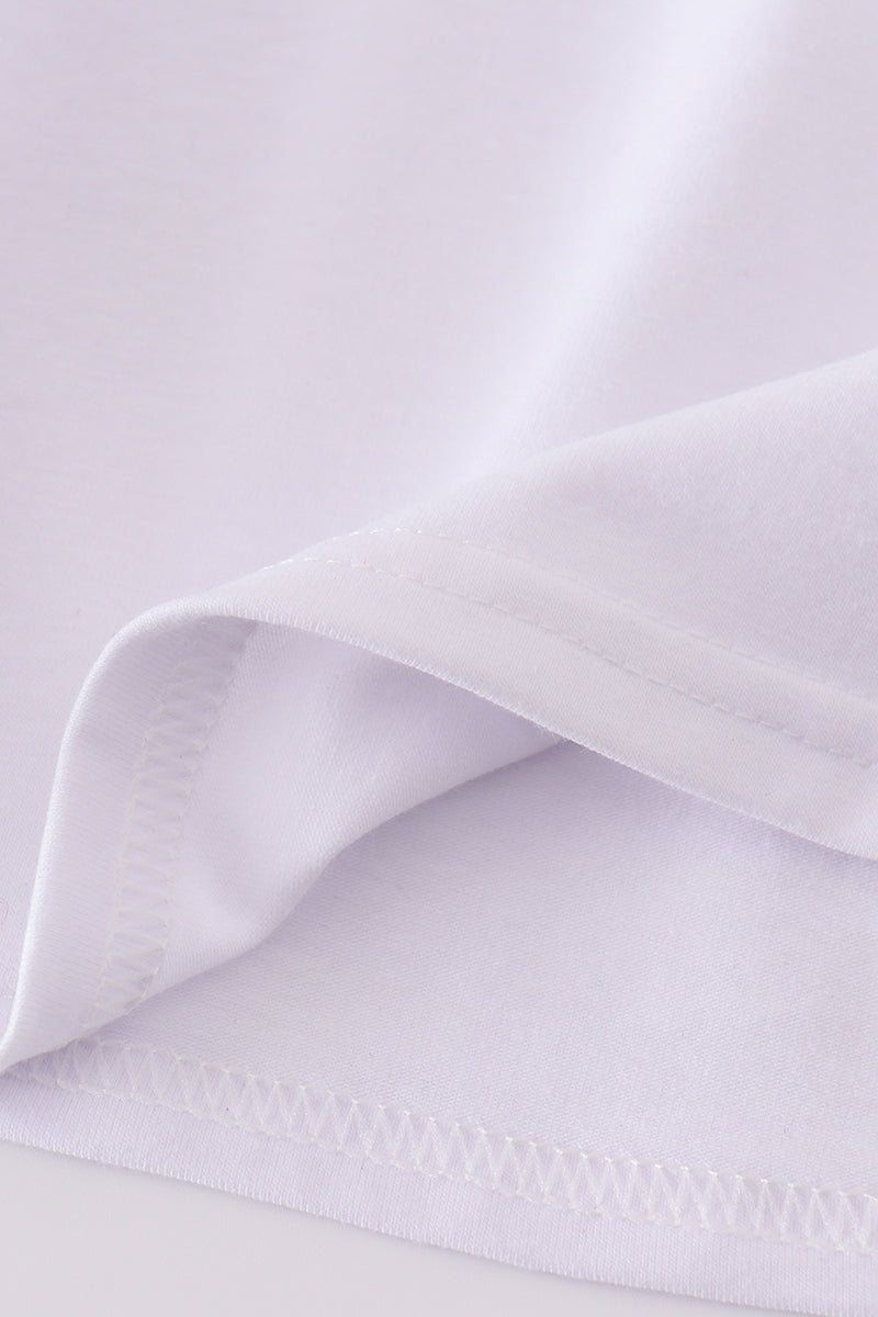 🌸 Girls White Sunday Best Dress with Pink Cross Embroidery – Faith - Inspired Flutter Sleeve Dress - Blue Marc