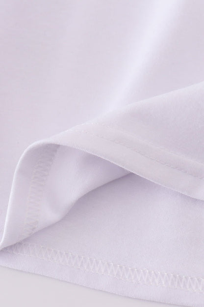 🌸 Girls White Sunday Best Dress with Pink Cross Embroidery – Faith - Inspired Flutter Sleeve Dress - Blue Marc