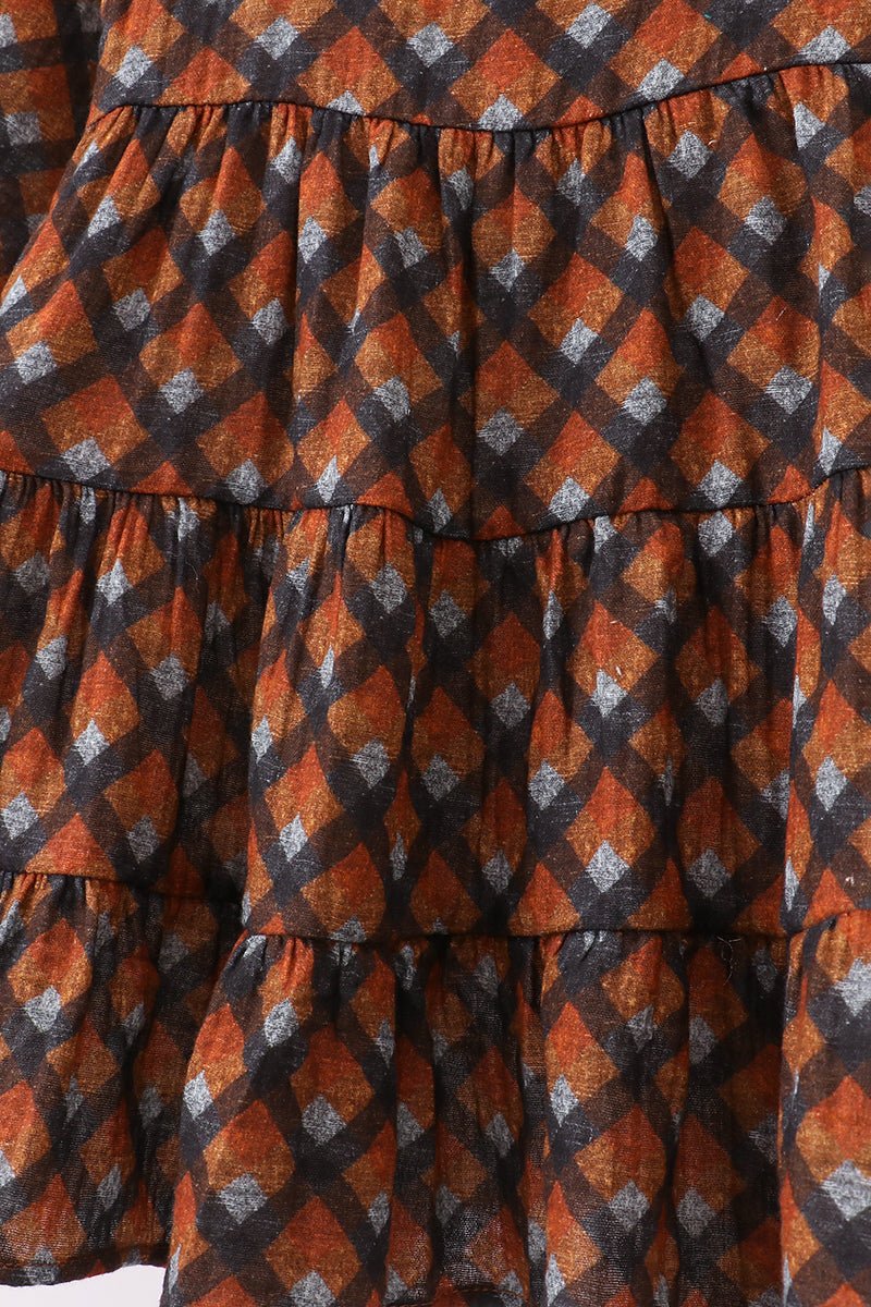 Harvest Plaid Twirl Dress – Classic Fall Style for Little Girls - Blue Marc