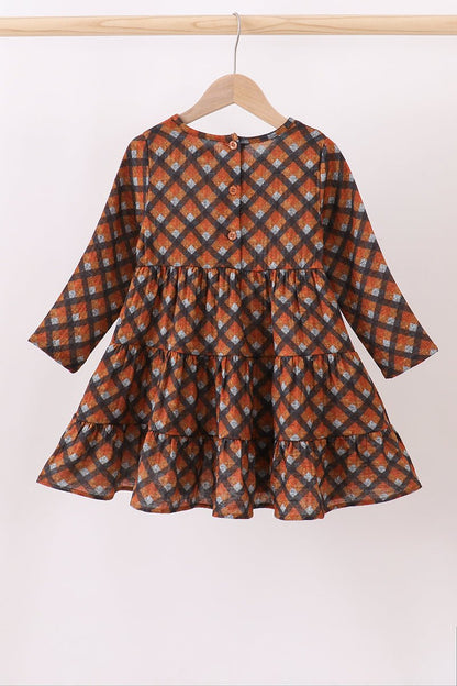 Harvest Plaid Twirl Dress – Classic Fall Style for Little Girls - Blue Marc